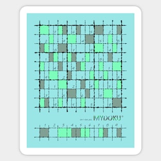 Mydoku_001_V001_002_F: Sudoku, Sudoku coloring, logic, logic puzzle, holiday puzzle, fun, away from screen Sticker